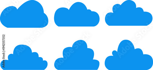 set of hand drawn cloud icons