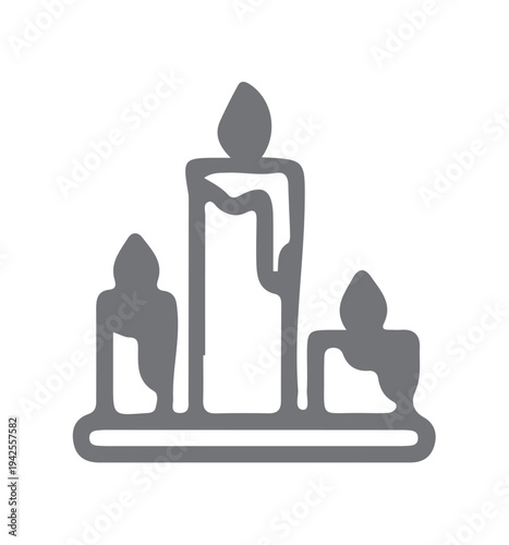 Set of 3 gray candle icons vector