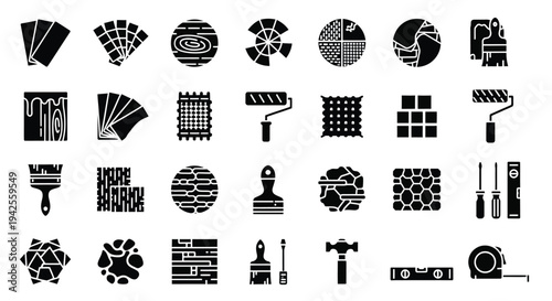 Collection of black tool and design element silhouettes high quality professional