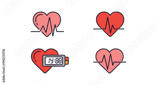 Heart Rate Monitor Line art soft abstract color vector design