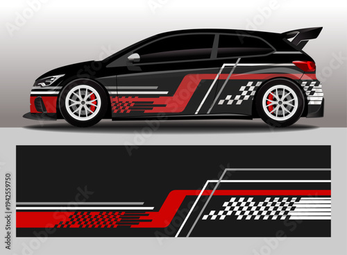 Car Decal livery Set with Dynamic Stripes and Abstract Shapes, editable vector