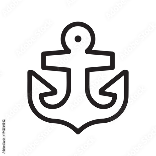 Ship anchor outline icon. Line sign navy, dock, seaport, port, harbor. Vector isolated pictogram for web and app on white background editable stroke.