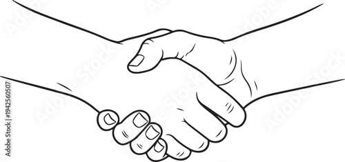 Two hands shaking in a firm handshake with fingers interlocked. isolated on transparent background, Vector