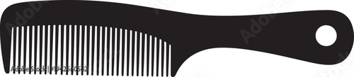 A sleek black comb with a hole in the handle, perfect for detangling hair isolated on transparent background, Vector