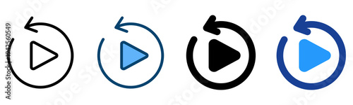 Repeat Icon Multiple Style Vector Collection   