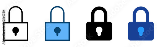 Lock Icon Multiple Style Vector Collection   