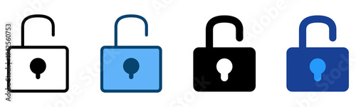 Unlock Icon Multiple Style Vector Collection   
