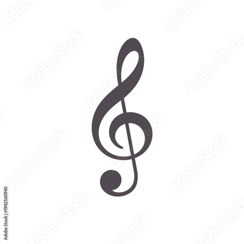 A simple black treble clef symbol representing musical notation and artistry