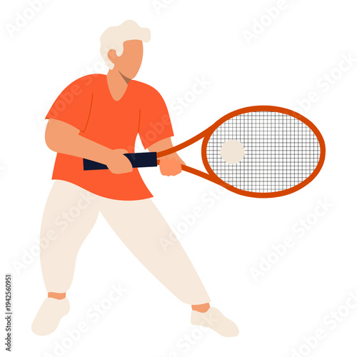 Man Playing Tennis Illustration
