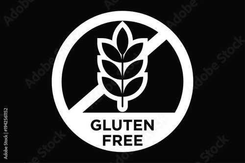 Gluten free symbol on black background for food packaging
