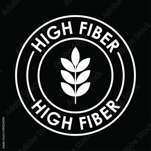 High fiber logo design with wheat icon in modern circular badge