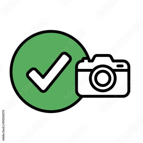 Checkmark Camera Icon Symbolizing Photo Verification and Approval