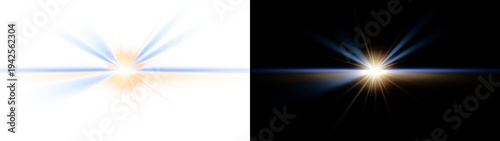 Light effect ray shining sun bright flash Special lens flare on black background