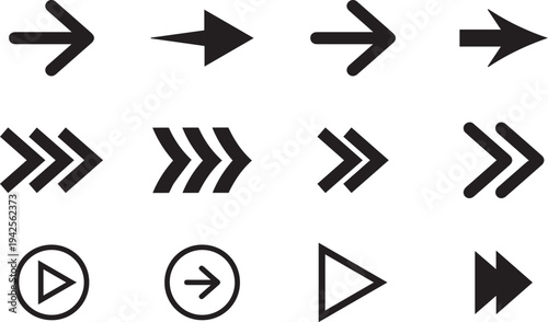 Modern Style black Arrow icon set design. 