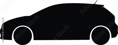 Black Car Silhouette Vector Isolated on White Background for Automotive Design and Branding