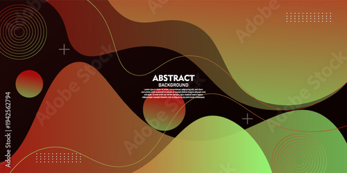 Modern geometric business banner design in dark colors. Creative orange and green gradient banner design with waves and lines for templates. EPS10 vector.