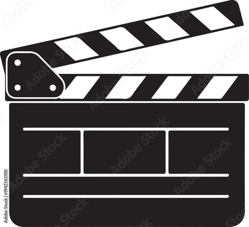 Black and white film clapperboard with numbers on a white background isolated on transparent background, Vector