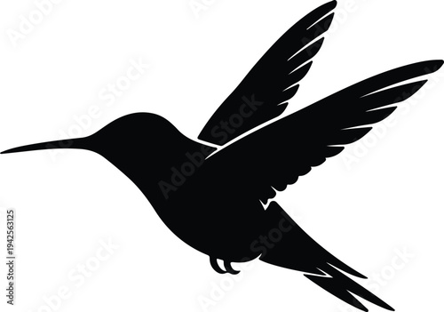 Silhouette of a hummingbird in flight vector design