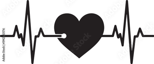 A heart with a stethoscope symbolizing medical care and health monitoring. isolated on transparent background, Vector