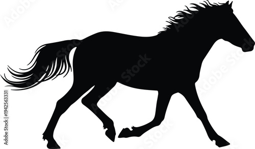 Silhouette of a Running Horse in Full Gallop vector design