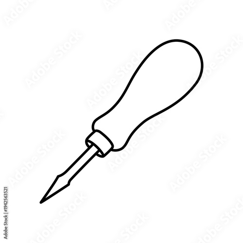 Lino carving tool printmaking craft line illustration - Hand engraving instrument for linoleum block printing and artistic relief carving work