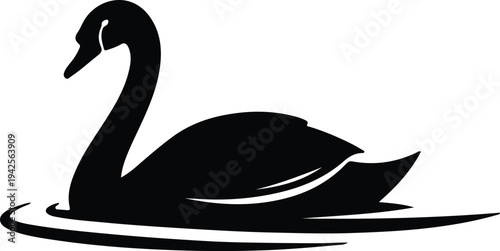 Silhouette Swan Bird Floating on Water Elegant vector design
