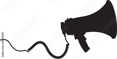 Black megaphone with a coiled cord and the number 119 on the right side. isolated on transparent background, Vector