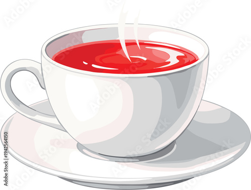 Hot Beverage in White Cup with Steam, Tea or Coffee Illustration