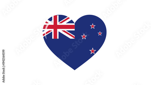Heart-shaped symbol featuring the New Zealand flag on a plain white background.