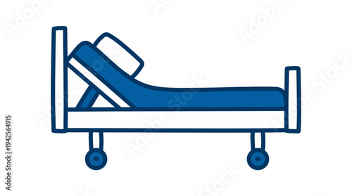 Blue Hospital Bed Vector Icon for Medical Healthcare Concept
