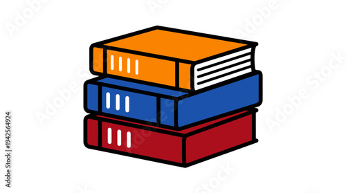 Stack of three colorful books illustration for education study