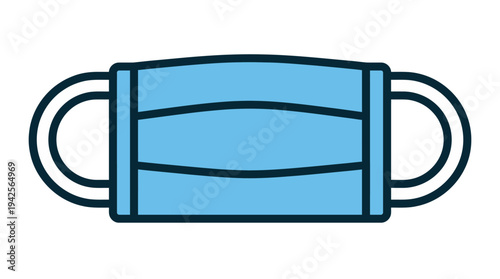 Blue protective surgical medical face mask illustration on white background