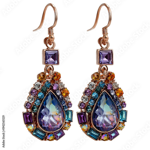 Wallpaper Mural Elegant, jeweled earrings with teardrop and square-cut gemstones Torontodigital.ca