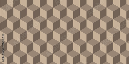 Abstract square gradient brown cubic square triangle shape texture wall decoration design. cube geometric wall and floor. vector diamond hexagon triangle wallpaper background.