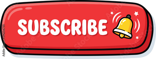 Red 'Subscribe' button with a notification bell icon, perfect for social media and video content