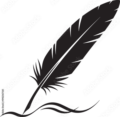 Feather quill pen signature flat icon for apps and websites