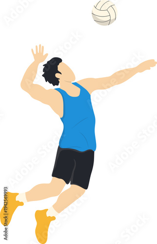 Volleyball Player Spiking Ball