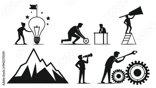 Vector illustration of a man as an ancient Egyptian god in silhouette icon style