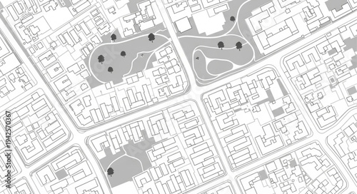 Detailed City Map Depicting Urban Planning and Green Spaces.