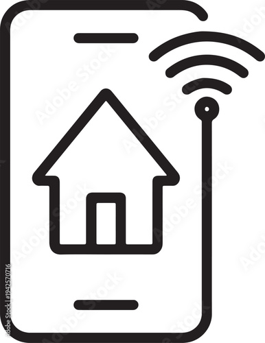 Smart Home Automation System Vector Icon for Mobile App Control, Internet of Things (IoT) Technology, and Wireless Connectivity