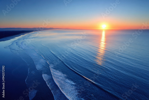 breathtaking aerial view captures pristine mirrorlike surface of ocean at sunset