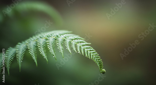 Close-up of a vibrant green fern leaf with detailed fronds in natural environment.