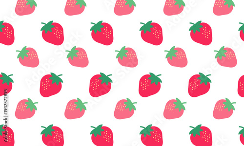 かわいいいちご柄背景　ベクター