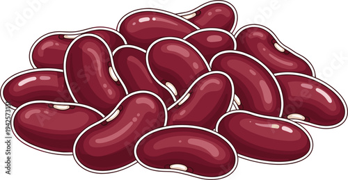 Pile of Fresh Kidney Beans, Healthy Legume Illustration
