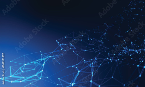 Abstract Blue Technology Network Background with Digital Connections and Data Communication – Vector EPS10