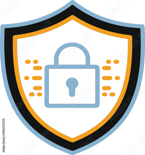 Cyber Security Shield with Padlock Vector Icon for Digital Protection, Data Privacy, and Secure Network Access