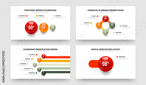 Colorful Introduction Three Four Five One Step Infographic Slide Layout Vector Illustration Bundle. Project Briefing 3 4 5 1 Element Chart Presentation Template Collection.