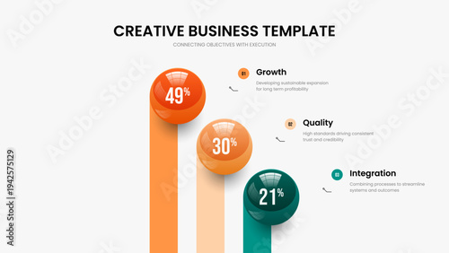 Minimal Profile Slide Design Vector Illustration. Product Report 3 Option Diagram Slideshow Template. Modern Briefing Three Element Infographic Frame Layout.