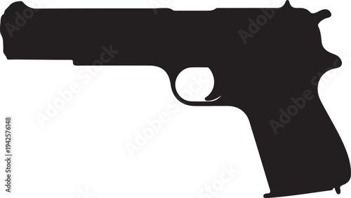 Handgun Outline Silhouette Black Weapon Icon
