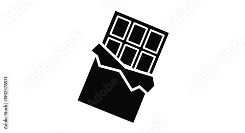 Simple black and white illustration of a partially unwrapped chocolate bar
